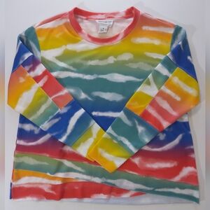 Rainbow Sweater Womens Medium Multicolor Sky For The Republic Raw Hem Grannycore